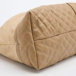 Pre Owned Marc Jacobs Beige Leather Mix Quilted Classic East-West Tote Bag
