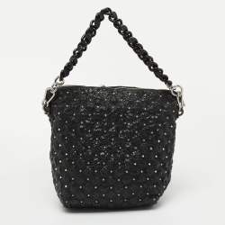 Pre Owned Marc Jacobs Black Leather Embellished Shoulder Bag