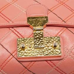 Pre Owned Marc Jacobs Peach Quilted Leather Flap Crossbody Bag