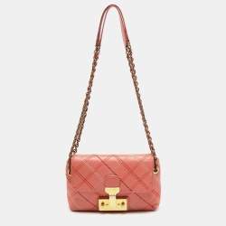 Pre Owned Marc Jacobs Peach Quilted Leather Flap Crossbody Bag