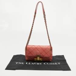 Pre Owned Marc Jacobs Peach Quilted Leather Flap Crossbody Bag