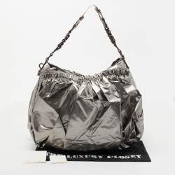 Pre Owned Marc Jacobs Silver Synthetic Leather Parachute Hobo