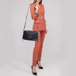 Pre Owned Marc Jacobs Navy Blue Leather Snapshot Crossbody Bag