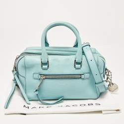 Marc Jacobs Blue Leather Recruit Bauletto Boston Bag