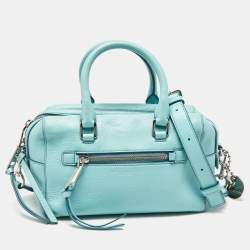 Marc Jacobs Blue Leather Recruit Bauletto Boston Bag