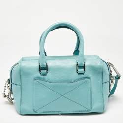 Marc Jacobs Blue Leather Recruit Bauletto Boston Bag