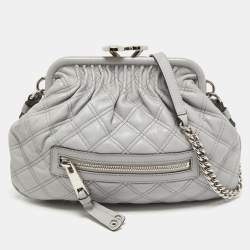 Pre Owned Marc Jacobs Grey Quilted Leather Little Stam Shoulder Bag