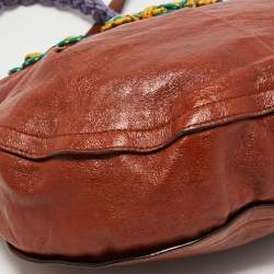 Pre Owned Marc Jacobs Brown Glossy Leather Embellished Hobo