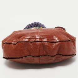 Pre Owned Marc Jacobs Brown Glossy Leather Embellished Hobo