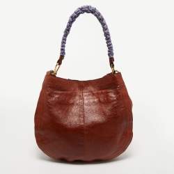 Pre Owned Marc Jacobs Brown Glossy Leather Embellished Hobo