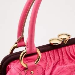 Marc Jacobs Neon Pink Quilted Leather Stam Satchel