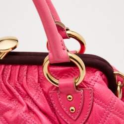 Marc Jacobs Neon Pink Quilted Leather Stam Satchel