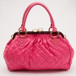 Marc Jacobs Neon Pink Quilted Leather Stam Satchel
