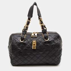 Pre Owned Marc Jacobs Black Quilted Leather Glam Satchel