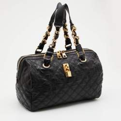 Pre Owned Marc Jacobs Black Quilted Leather Glam Satchel
