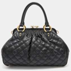 Pre Owned Marc Jacobs Black Quilted Leather Stam Satchel