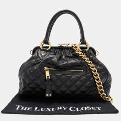 Pre Owned Marc Jacobs Black Quilted Leather Stam Satchel