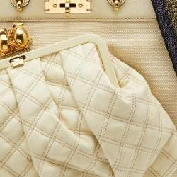 Pre Owned Marc Jacobs Beige Canvas and Leather Large Robert Duffy Bag on Bag Tote