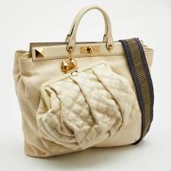 Pre Owned Marc Jacobs Beige Canvas and Leather Large Robert Duffy Bag on Bag Tote
