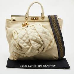 Pre Owned Marc Jacobs Beige Canvas and Leather Large Robert Duffy Bag on Bag Tote