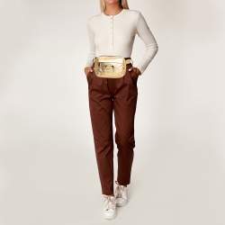 Pre Owned Marc Jacobs Gold Crinkled Leather Sport Belt Bag