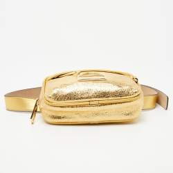 Pre Owned Marc Jacobs Gold Crinkled Leather Sport Belt Bag