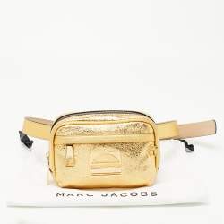 Pre Owned Marc Jacobs Gold Crinkled Leather Sport Belt Bag