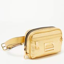 Pre Owned Marc Jacobs Gold Crinkled Leather Sport Belt Bag