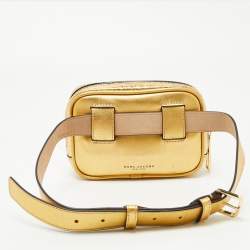 Pre Owned Marc Jacobs Gold Crinkled Leather Sport Belt Bag
