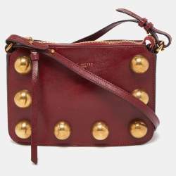 Marc Jacobs Dark Red Leather Studded Crossbody Bag