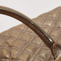 Pre Owned Marc Jacobs Metallic Bronze Quilted Leather Stam Satchel