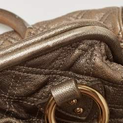 Pre Owned Marc Jacobs Metallic Bronze Quilted Leather Stam Satchel