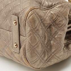Pre Owned Marc Jacobs Metallic Bronze Quilted Leather Stam Satchel