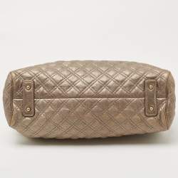 Pre Owned Marc Jacobs Metallic Bronze Quilted Leather Stam Satchel