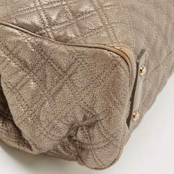 Pre Owned Marc Jacobs Metallic Bronze Quilted Leather Stam Satchel