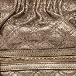 Pre Owned Marc Jacobs Metallic Bronze Quilted Leather Stam Satchel