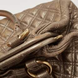 Pre Owned Marc Jacobs Metallic Bronze Quilted Leather Stam Satchel