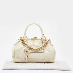 Pre Owned Marc Jacobs Cream Quilted Leather Stam Satchel