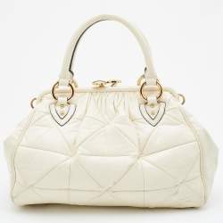 Pre Owned Marc Jacobs Cream Quilted Leather Stam Satchel