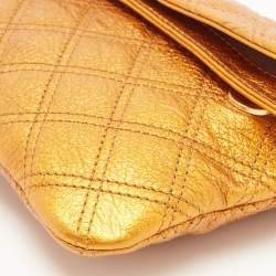Pre Owned Marc Jacobs Metallic Orange Quilted Leather Eugenie Clutch
