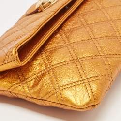 Pre Owned Marc Jacobs Metallic Orange Quilted Leather Eugenie Clutch