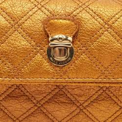 Pre Owned Marc Jacobs Metallic Orange Quilted Leather Eugenie Clutch
