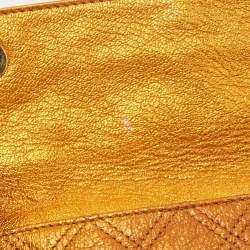 Pre Owned Marc Jacobs Metallic Orange Quilted Leather Eugenie Clutch