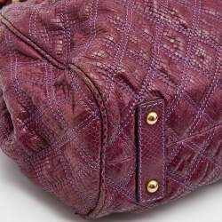 Pre Owned Marc Jacobs Purple Quilted Snakeskin Embossed Leather Stam Shoulder Bag