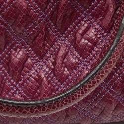 Pre Owned Marc Jacobs Purple Quilted Snakeskin Embossed Leather Stam Shoulder Bag