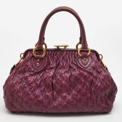 Pre Owned Marc Jacobs Purple Quilted Snakeskin Embossed Leather Stam Shoulder Bag