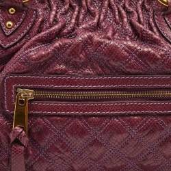 Pre Owned Marc Jacobs Purple Quilted Snakeskin Embossed Leather Stam Shoulder Bag