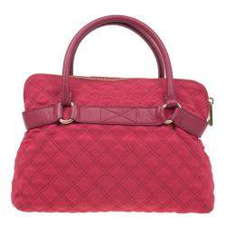 Pre Owned Marc Jacobs Red Quilted Jersey Bruna Bow Satchel