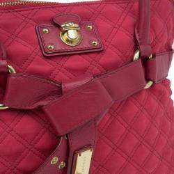Pre Owned Marc Jacobs Red Quilted Jersey Bruna Bow Satchel