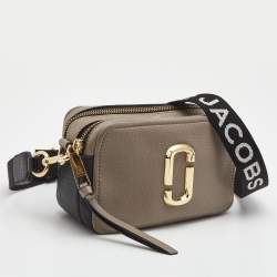 Pre Owned Marc Jacobs Beige/Black Soft Leather Snapshot Crossbody Bag